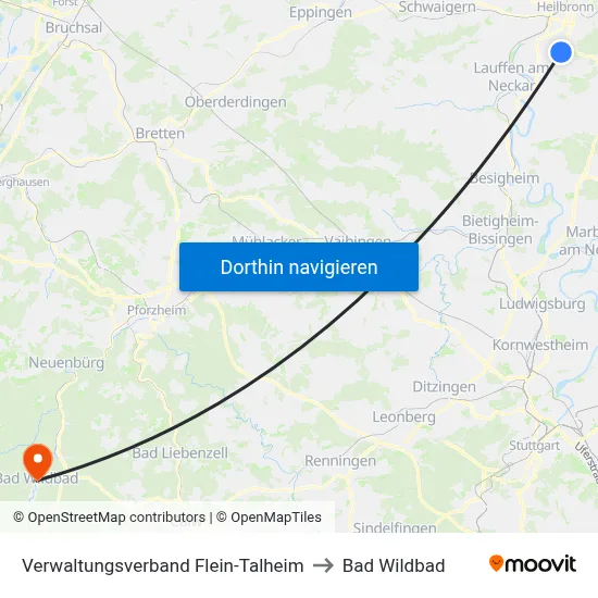 Verwaltungsverband Flein-Talheim to Bad Wildbad map