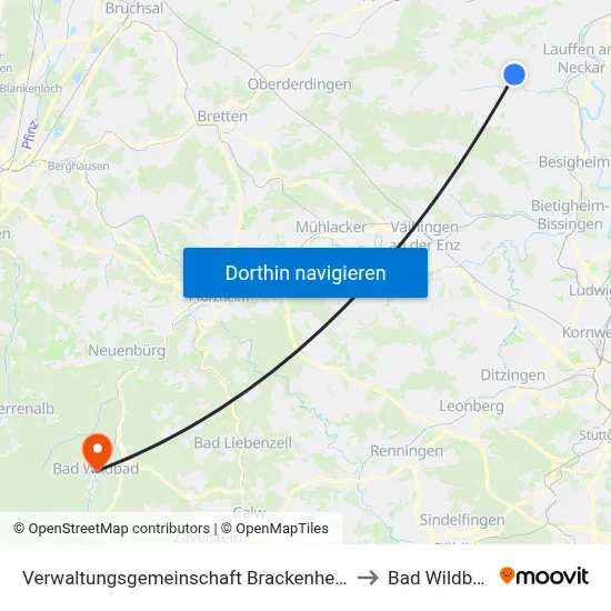 Verwaltungsgemeinschaft Brackenheim to Bad Wildbad map