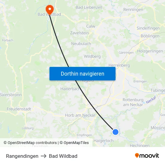 Rangendingen to Bad Wildbad map