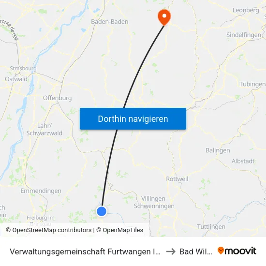 Verwaltungsgemeinschaft Furtwangen Im Schwarzwald to Bad Wildbad map