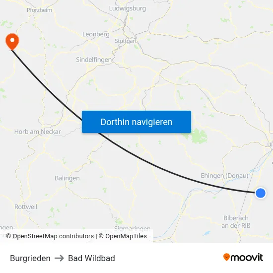Burgrieden to Bad Wildbad map