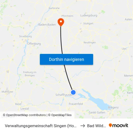 Verwaltungsgemeinschaft Singen (Hohentwiel) to Bad Wildbad map