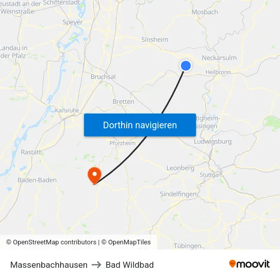 Massenbachhausen to Bad Wildbad map