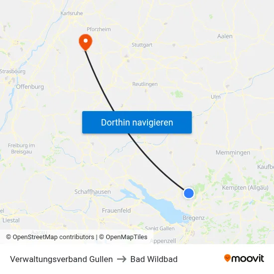 Verwaltungsverband Gullen to Bad Wildbad map