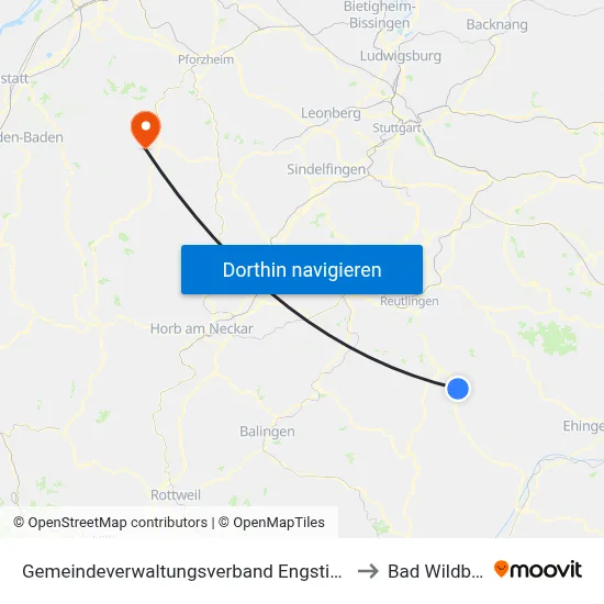 Gemeindeverwaltungsverband Engstingen to Bad Wildbad map