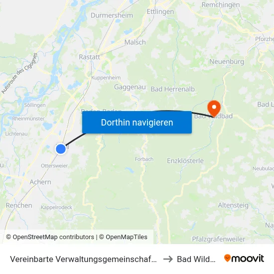 Vereinbarte Verwaltungsgemeinschaft Bühl to Bad Wildbad map