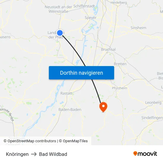 Knöringen to Bad Wildbad map