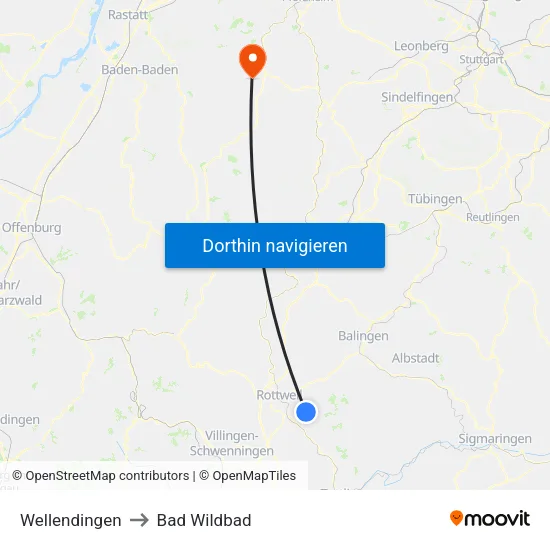 Wellendingen to Bad Wildbad map