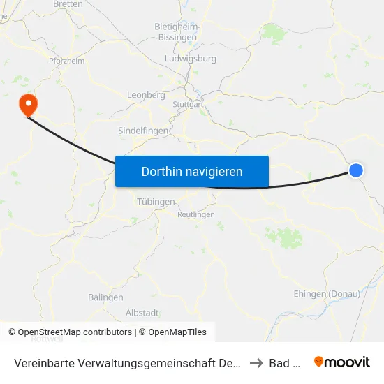 Vereinbarte Verwaltungsgemeinschaft Der Stadt Geislingen An Der Steige to Bad Wildbad map