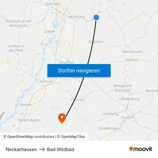 Neckarhausen to Bad Wildbad map