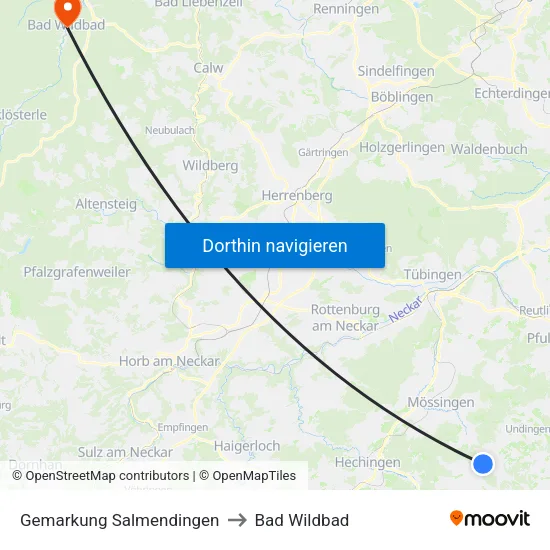 Gemarkung Salmendingen to Bad Wildbad map