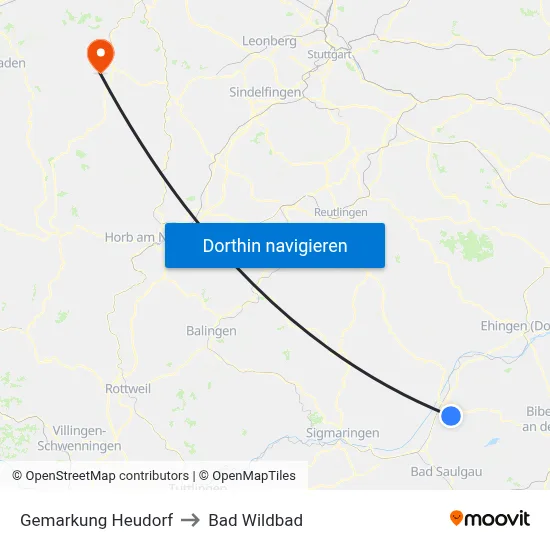 Gemarkung Heudorf to Bad Wildbad map