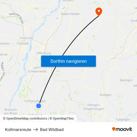 Kollmarsreute to Bad Wildbad map