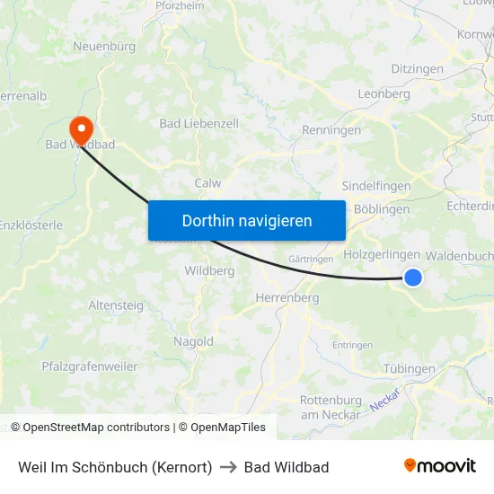 Weil Im Schönbuch (Kernort) to Bad Wildbad map