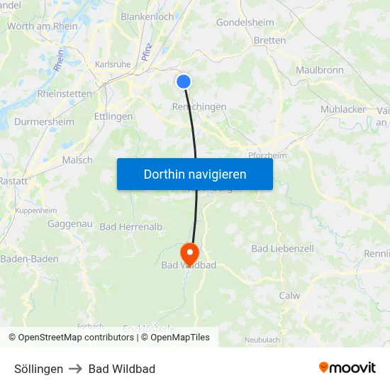 Söllingen to Bad Wildbad map