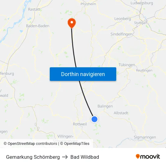 Gemarkung Schömberg to Bad Wildbad map