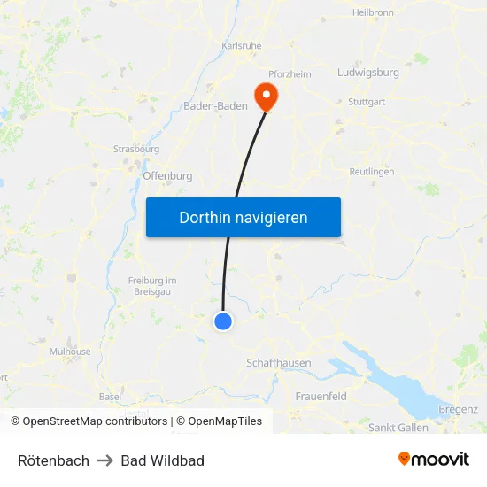 Rötenbach to Bad Wildbad map