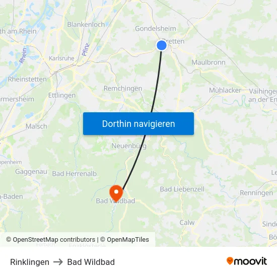Rinklingen to Bad Wildbad map