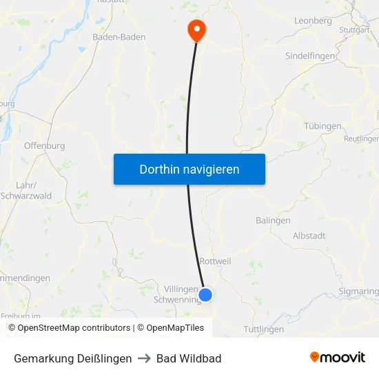 Gemarkung Deißlingen to Bad Wildbad map