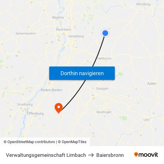 Verwaltungsgemeinschaft Limbach to Baiersbronn map