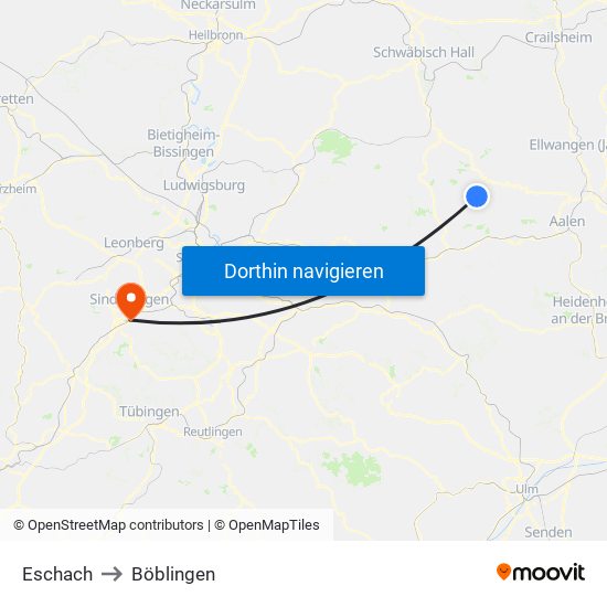 Eschach to Böblingen map