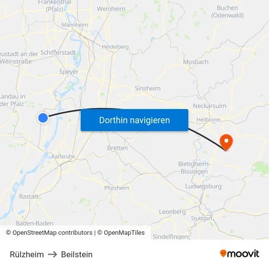 Rülzheim to Beilstein map