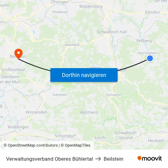 Verwaltungsverband Oberes Bühlertal to Beilstein map