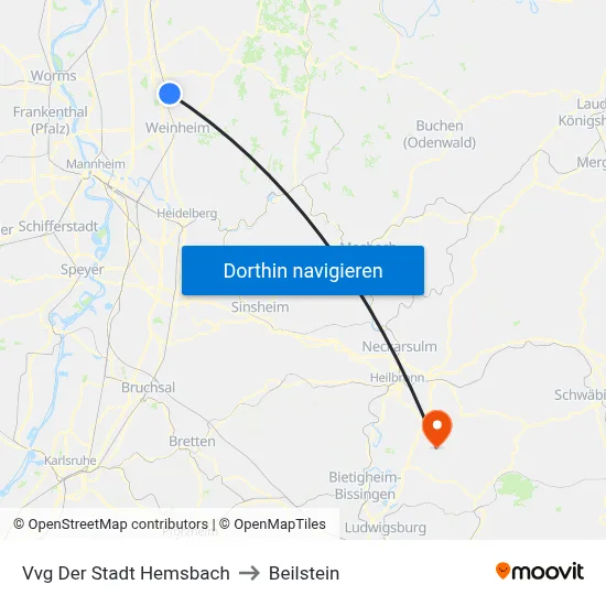 Vvg Der Stadt Hemsbach to Beilstein map