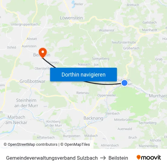 Gemeindeverwaltungsverband Sulzbach to Beilstein map