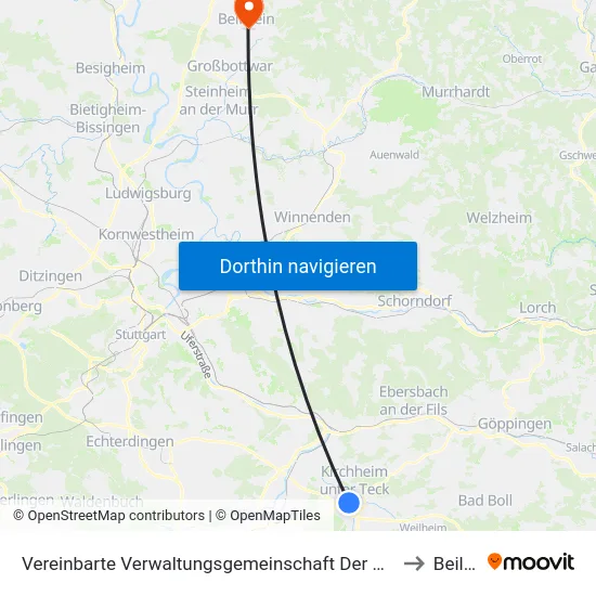 Vereinbarte Verwaltungsgemeinschaft Der Stadt Kirchheim Unter Teck to Beilstein map