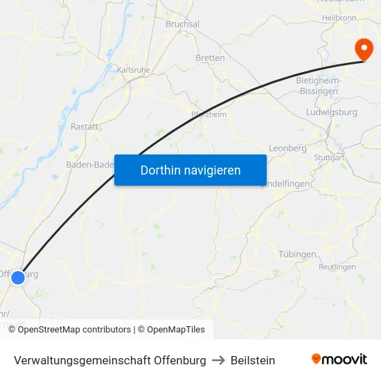 Verwaltungsgemeinschaft Offenburg to Beilstein map