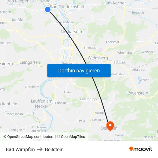 Bad Wimpfen to Beilstein map