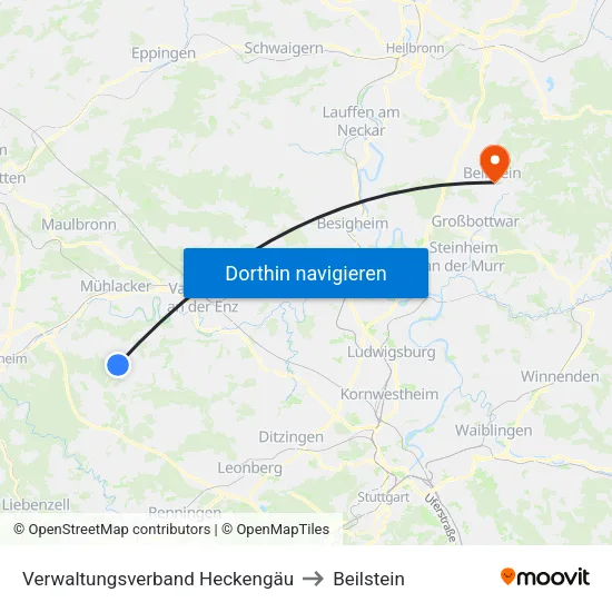 Verwaltungsverband Heckengäu to Beilstein map