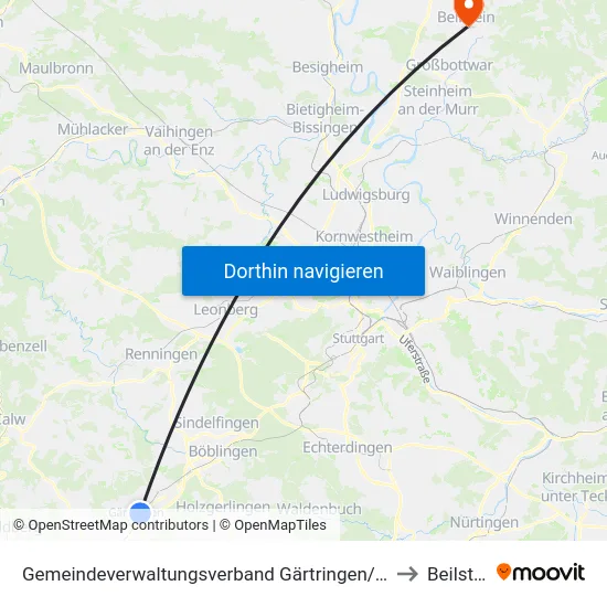 Gemeindeverwaltungsverband Gärtringen/Ehningen to Beilstein map