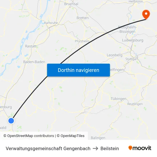 Verwaltungsgemeinschaft Gengenbach to Beilstein map