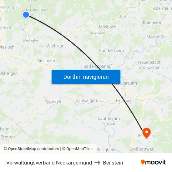 Verwaltungsverband Neckargemünd to Beilstein map