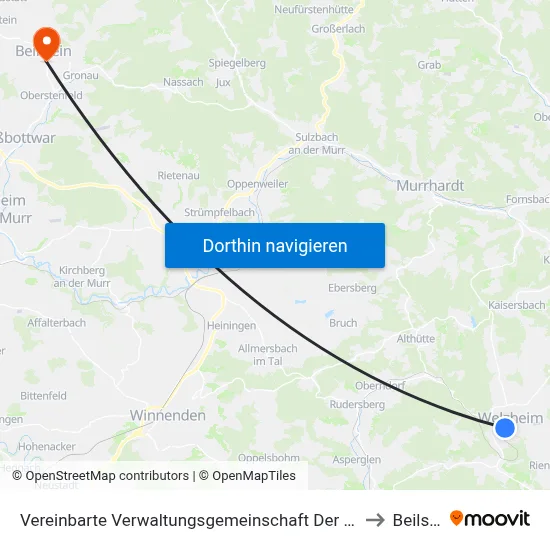 Vereinbarte Verwaltungsgemeinschaft Der Stadt Welzheim to Beilstein map