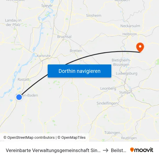 Vereinbarte Verwaltungsgemeinschaft Sinzheim to Beilstein map