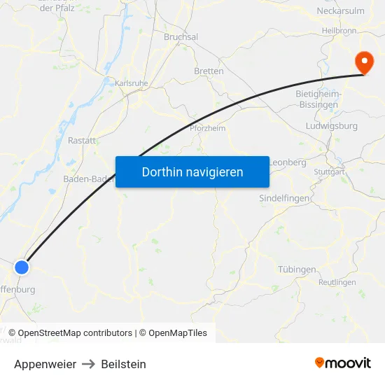 Appenweier to Beilstein map