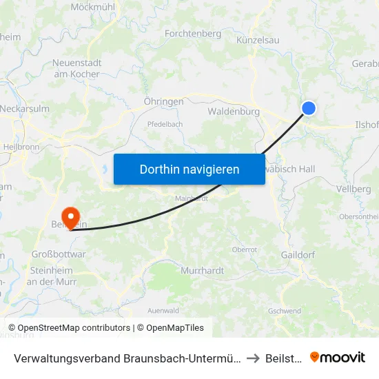 Verwaltungsverband Braunsbach-Untermünkheim to Beilstein map