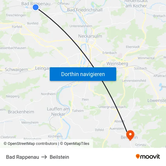 Bad Rappenau to Beilstein map