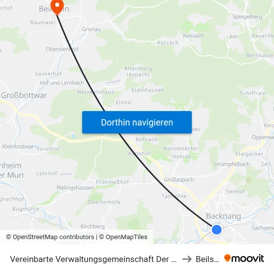 Vereinbarte Verwaltungsgemeinschaft Der Stadt Backnang to Beilstein map