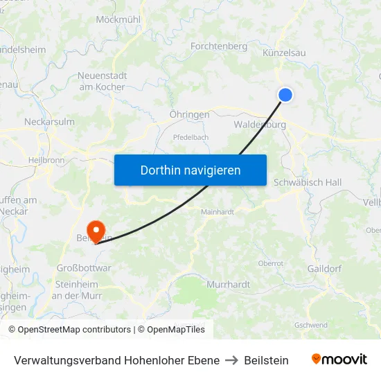Verwaltungsverband Hohenloher Ebene to Beilstein map