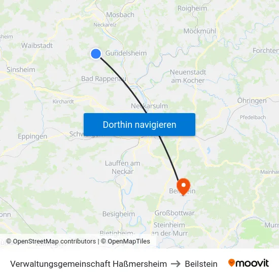 Verwaltungsgemeinschaft Haßmersheim to Beilstein map