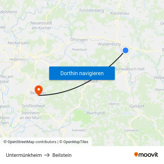 Untermünkheim to Beilstein map