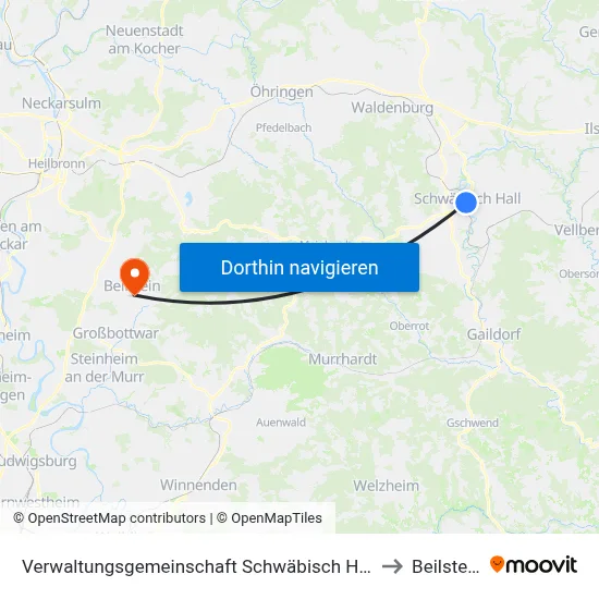 Verwaltungsgemeinschaft Schwäbisch Hall to Beilstein map
