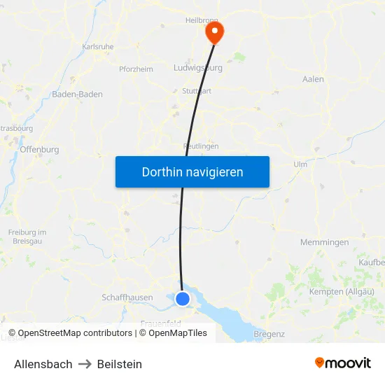 Allensbach to Beilstein map