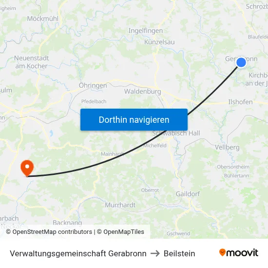 Verwaltungsgemeinschaft Gerabronn to Beilstein map