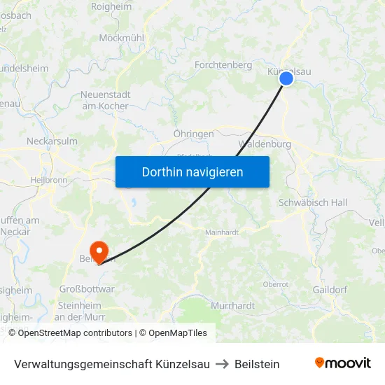 Verwaltungsgemeinschaft Künzelsau to Beilstein map