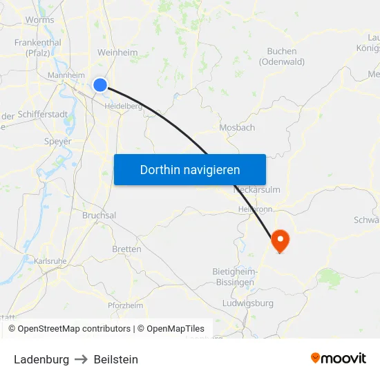 Ladenburg to Beilstein map